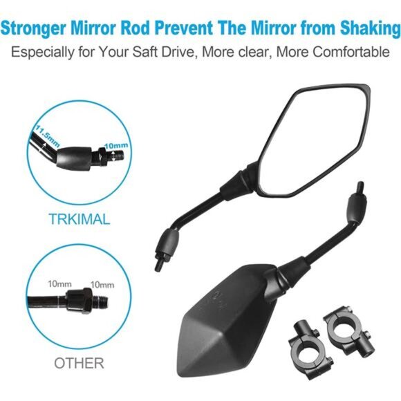 Universal Adjustable Motorcycle Rear View Mirror - Rhombus Convex Mirror - Picture 2 of 5